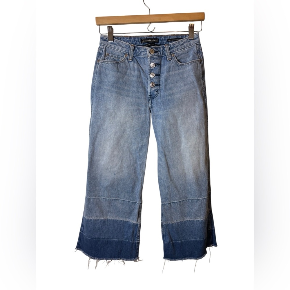 ABERCROMBIE & FITCH | 24 denim blue jeans cropped stovepipe jean button fly